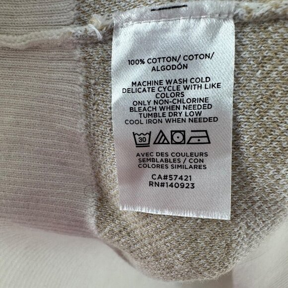 Loft Outlet Womens XL Plaid Knit Sweater Beige & White 100% Cotton Lightweight - Picture 3 of 4